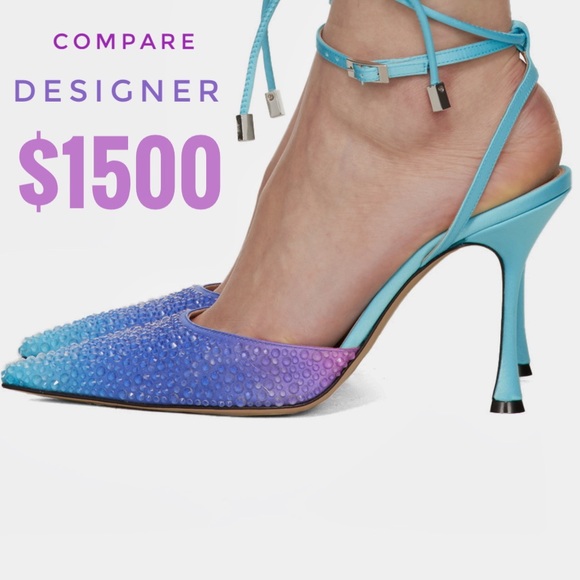 Zara pink purple gradient rhinestones heeled mules - Picture 10 of 12